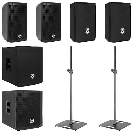 Pack AS 108 (la paire) + AS 812 Sub + housses et support d'enceintes ST180 Mac Mah