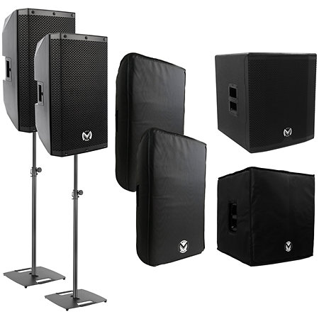 Pack AS 112 (la paire) + AS 815 Sub + housses et supports d'enceintes ST180 (la paire) Mac Mah