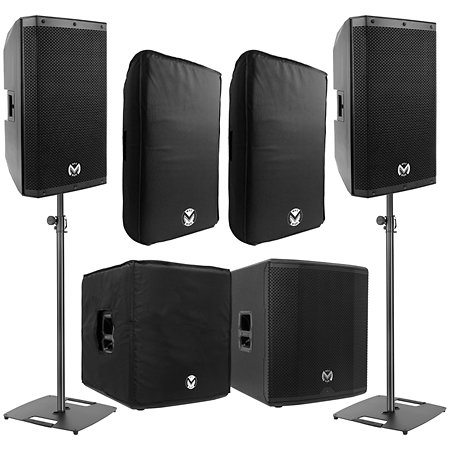 Mac Mah Pack AS 115 (la paire) + AS 818 Sub + housses et supports d'enceintes Plugger ST180