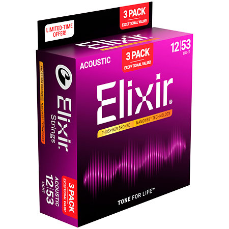 16569 Phosphor Bronze Pack de 3 12-53 Elixir