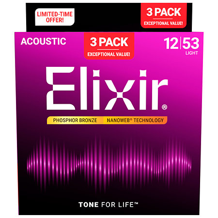 16569 Phosphor Bronze Pack de 3 12-53 Elixir