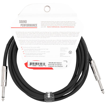 Gator Cableworks GCWB INS 10 Backline Droit/Droit 3 m