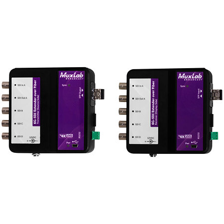 MuxLab 500734 SM80 Extendeur 6G-SDI sur fibre avec canal retour SM 80 km