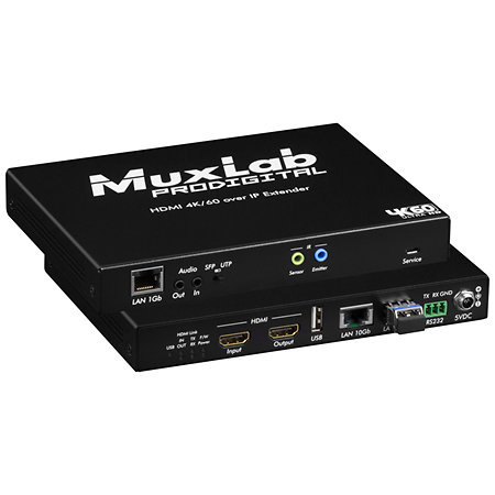 MuxLab 500766 FIBER HDMI 4K/60 KVM Over IP Transceiver 10Gb Fibre