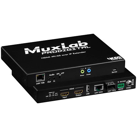MuxLab 500766 HDMI 4K/60 KVM Over IP Transceiver 10Gb UTP