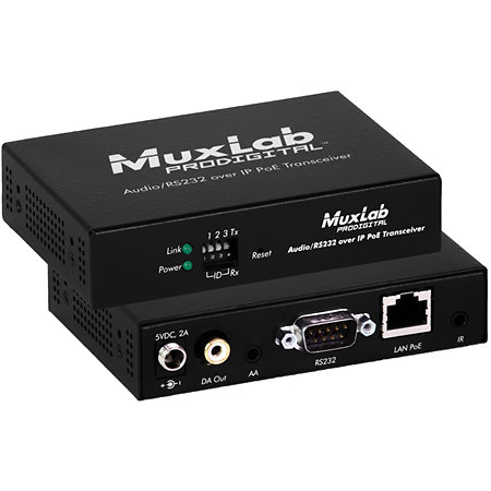 MuxLab 500755 AUDIO / RS232 over IP PoE Transceiver