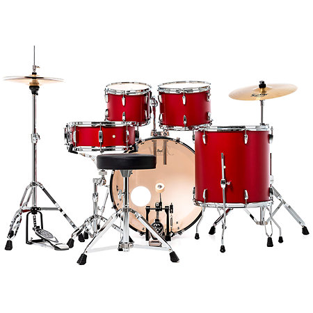 RSS525SCC-747 Roadshow Rock 5 fûts 22" Matte Red + Hardware + 2 cymbales Sabian Pearl
