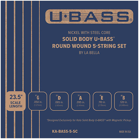 Nickel Steel Core Solid Body U Bass Round Wound 5 Cordes Kala