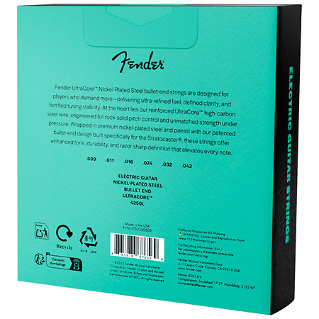 UltraCore 4250L Bullet Electric Guitar Strings 09-42 Pack de 3 Fender