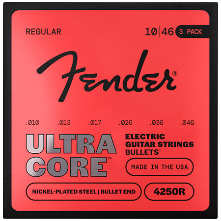 UltraCore 4250R Bullet Electric Guitar Strings 10-46 Pack de 3 Fender