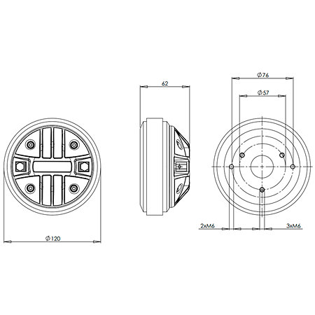 B&C Speakers DE250TN 8 Ohm Driver Push Buttons