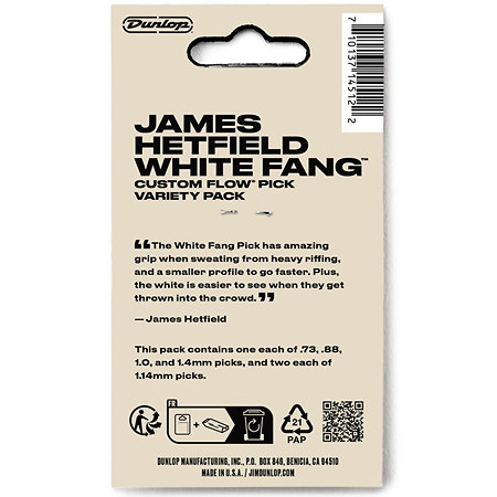 Dunlop Hetfield's White Fang Custom Flow Variety Pack de 6 - Picks
