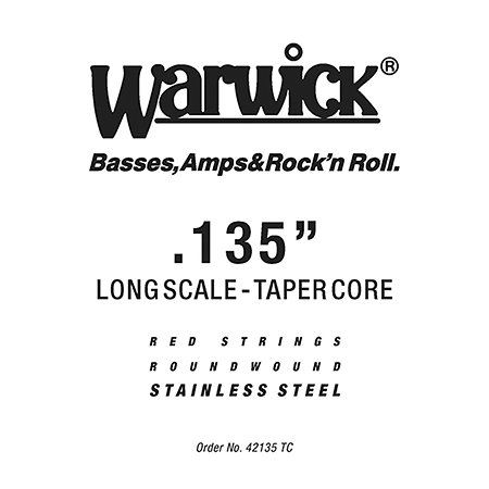 Warwick 42135-TC Red Strings Stainless Steel Taper Core .135