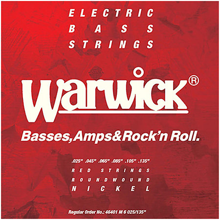 Warwick Red Strings Medium 25-135 Stainless Steel Lot de 6