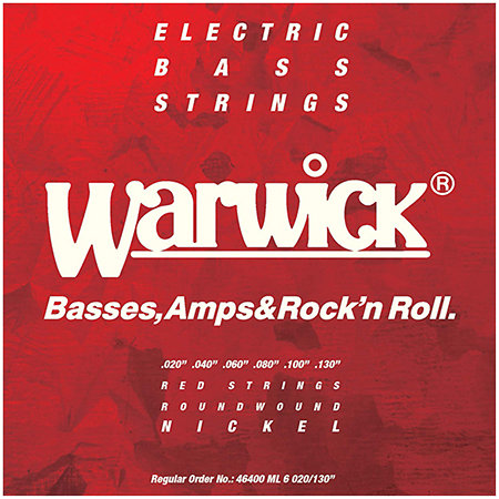 Warwick Red Strings Medium Light 20-130 Nickel Steel Lot de 6