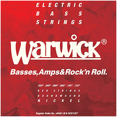 Warwick Red Strings Medium 25-135 Nickel Steel Lot de 6