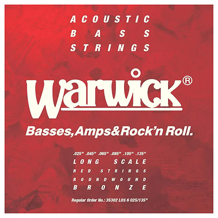 35302 Red Strings 6 Cordes Bronze 25-135 Warwick