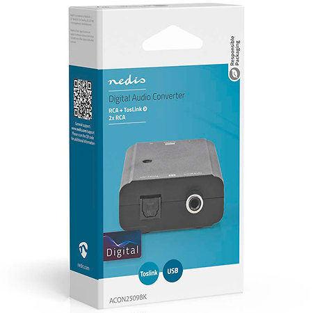 Nedis ACON2509BK - Convertisseur Toslink/SPDIF vers RCA