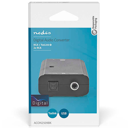ACON2509BK - Convertisseur Toslink/SPDIF vers RCA Nedis