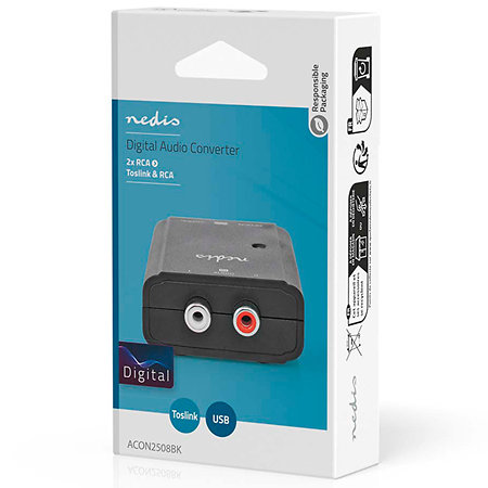 Nedis ACON2508BK - Convertisseur RCA vers Toslink/SPDIF
