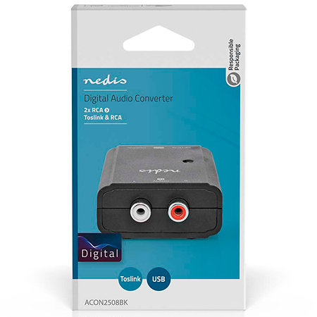 ACON2508BK - Convertisseur RCA vers Toslink/SPDIF Nedis