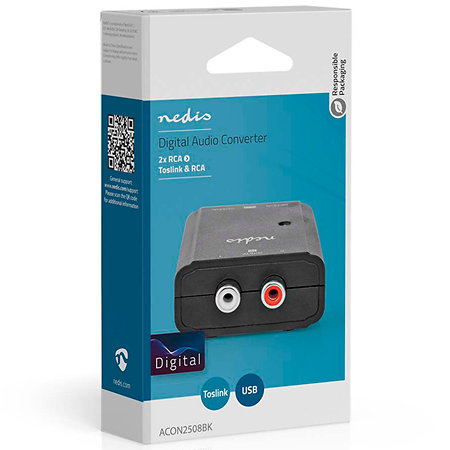 ACON2508BK - Convertisseur RCA vers Toslink/SPDIF Nedis