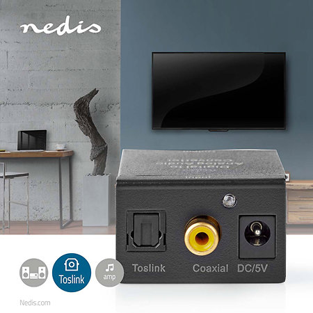 ACON2510BK - Convertisseur Toslink/SPDIF vers RCA/MiniJack Nedis