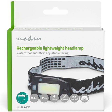 Nedis LHLR05WBK - Lampe frontale