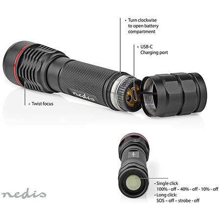 Nedis LTRR11WBK - Lampe torche