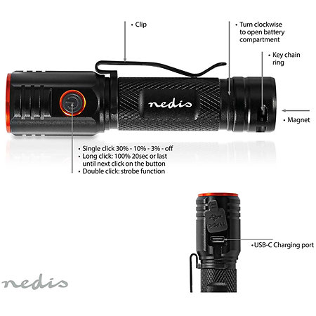 LTRR20WBK - Lampe torche Nedis