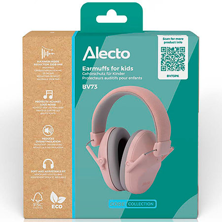 Casque antibruit Rose pour enfant - BV73PK Alecto