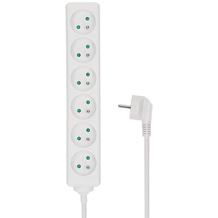 Nedis ESOC615E1WT - Multriprise 6 Blanche 1,5M