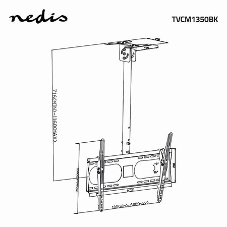 TVCM1350BK - Support plafond Télévision 42/65" Nedis