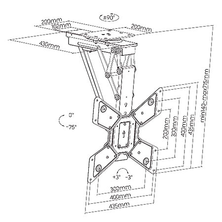 TVCM5850BK - Support plafond pivotant Télévision 23/65" Nedis