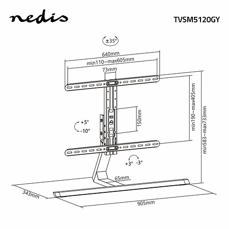 TVSM5120GY - Support Télévision 37/75" Nedis