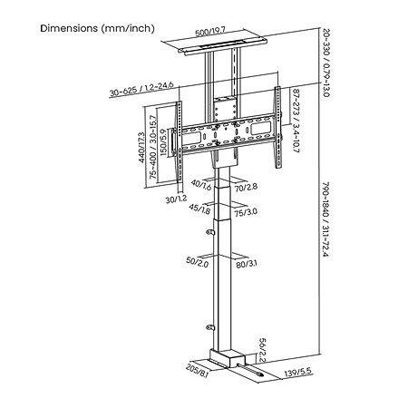 TVSM5840BK - Support ascenseur Télévision 37/80" Nedis