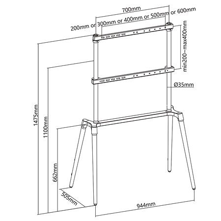 Nedis TVSM7250BK - Support Télévision 60/75"