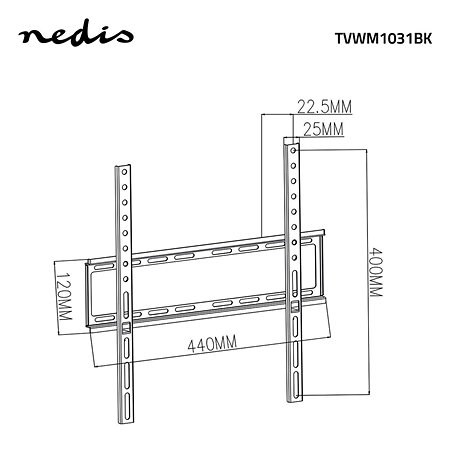 TVWM1031BK - Support mural fixe Télévision 23/55" Nedis