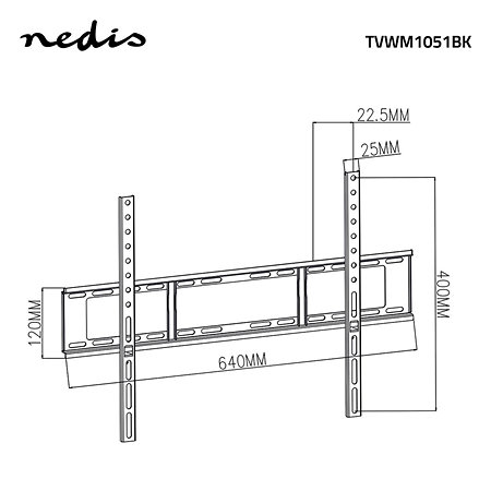 TVWM1051BK - Support mural fixe Télévision 37/70" Nedis