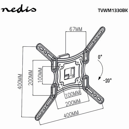TVWM1330BK - Support mural orientable Télévision 23/55" Nedis
