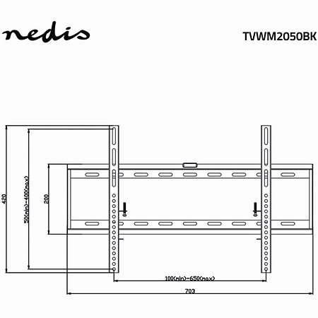 TVWM2050BK - Support mural fixe Télévision 42/70" Nedis