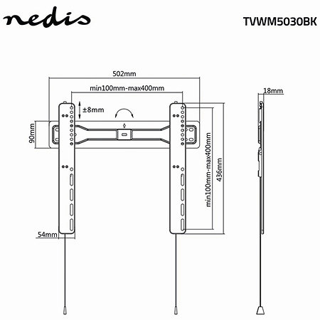 TVWM5030BK - Support mural fixe Télévision 32/55" Nedis