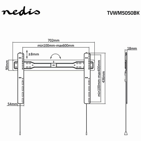 TVWM5050BK - Support mural fixe Télévision 37/70" Nedis