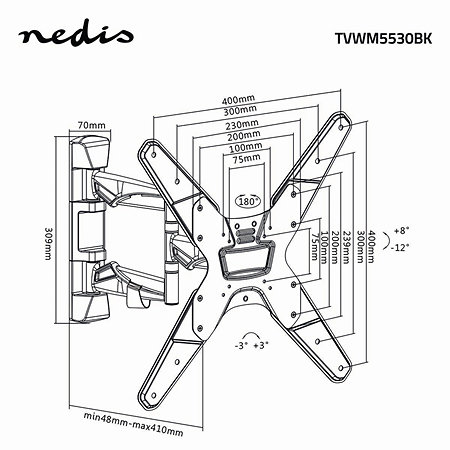 TVWM5530BK - Support mural orientable Télévision 23/55" Nedis