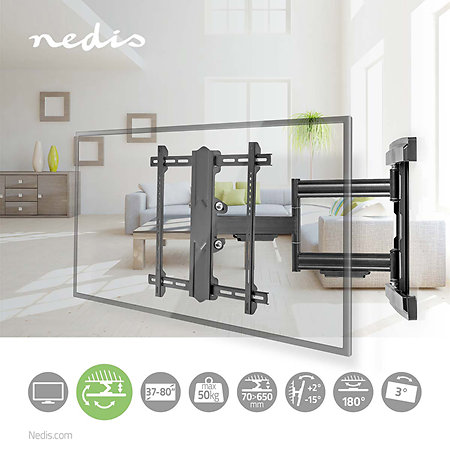 Nedis TVWM6550BK - Support mural orientable Télévision 37/80"
