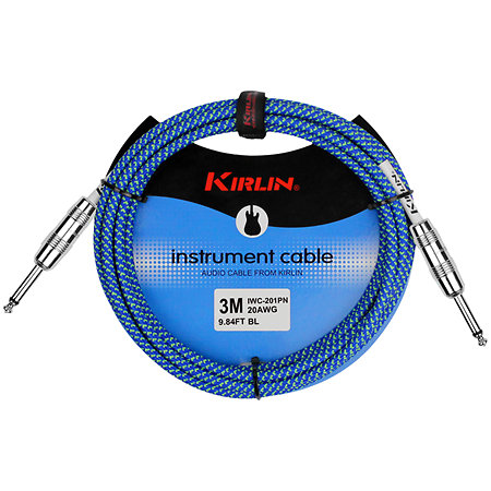 Kirlin IPCH241-1BK Câble guitare Jack bleu 3 m