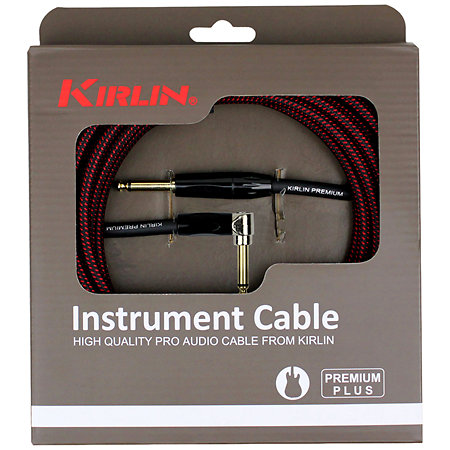 Kirlin IWB202-3BR Câble guitare Jack / Jack coudé rouge 3 m