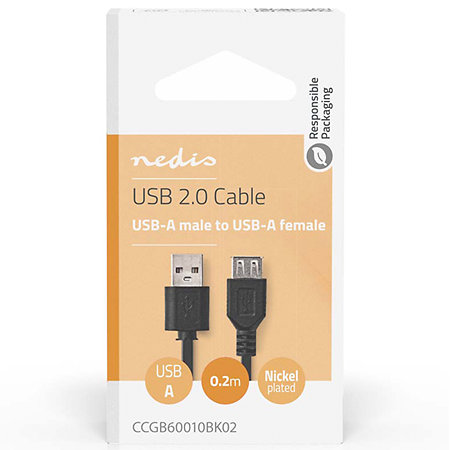 CCGB60010BK02 - Adaptateur USB-A Mâle/Femelle Nedis