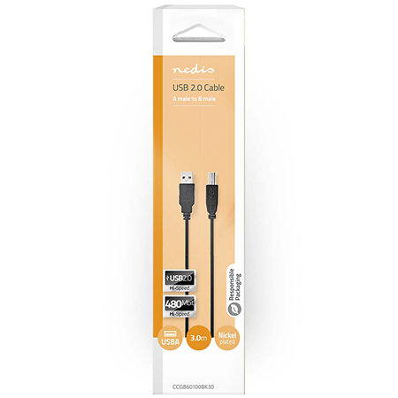 CCGB60100BK30 - Câble USB B/USB A 3m Nedis