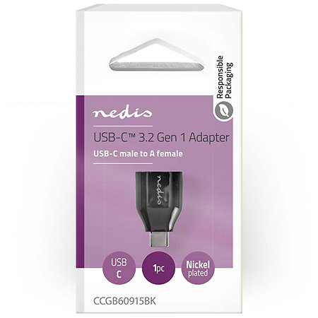CCGB60915BK - Adaptateur USB A femelle/USB C mâle Nedis